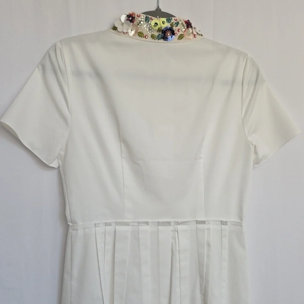 Elie Tahari White Dress w/Lace, Sequins, Rhinestones & Bead Accents. Size 2 - Picture 6 of 13